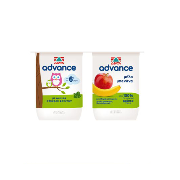 ΠΑΙΔΙΚΟ ΓΙΑΟΥΡΤΙ ΜΕ ΦΡΟΥΤΟΚΡΕΜΑ ADVANCE ΔΕΛΤΑ ΜΗΛΟ - ΜΠΑΝΑΝΑ 2Χ140GR