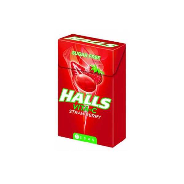 HALLS SUGARFREE VITA-C STRAWBERRY