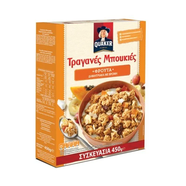 QUAKER ΤΡΑΓΑΝΕΣ ΜΠΟΥΚΙΕΣ ΦΡΟΥΤΑ 450GR
