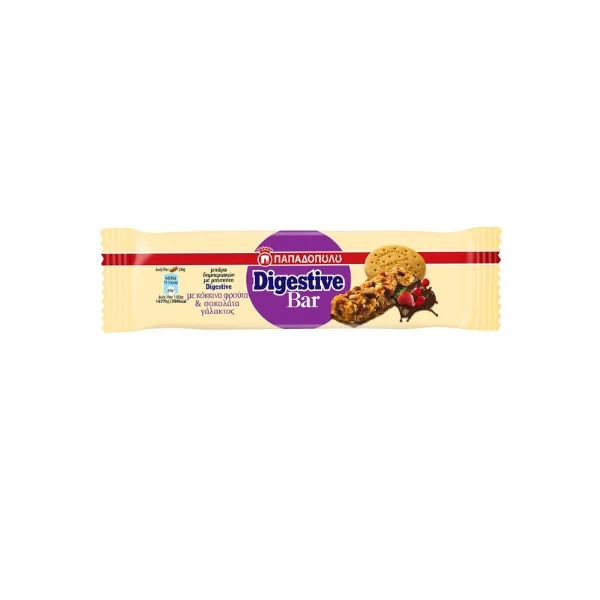 DIGESTIVE BAR ΜΕ ΚΟΚΚΙΝΑ ΦΡΟΥΤΑ & ΣΟΚΟΛΑΤΑ ΓΑΛΑΚΤΟΣ 28GR
